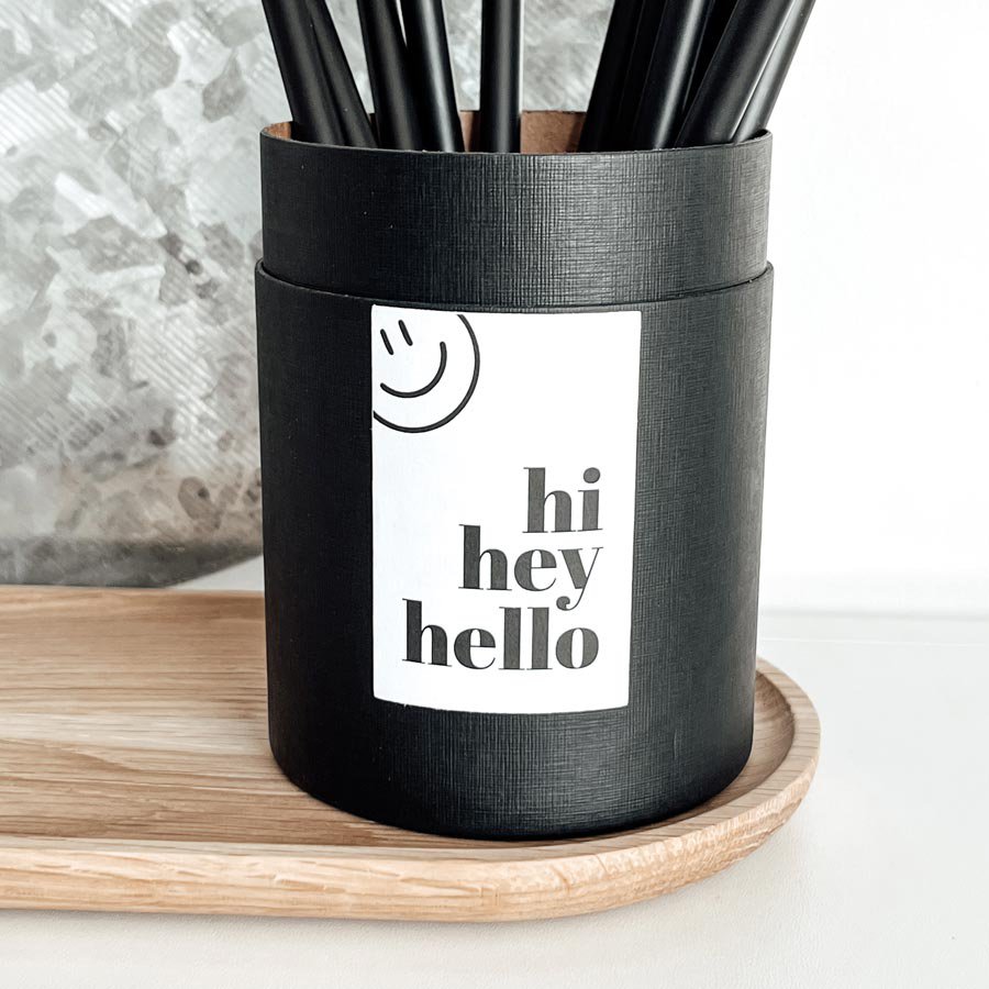 Gift box hi hey hello | Pen holder with lid