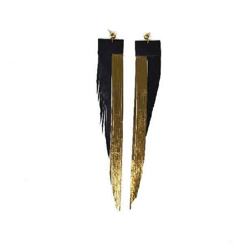 Long leather fringe earrings - WHILE STOCK LEAST