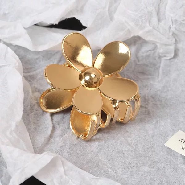 Vivid Flower Claw Metal Hair Clips-Gold & Silver