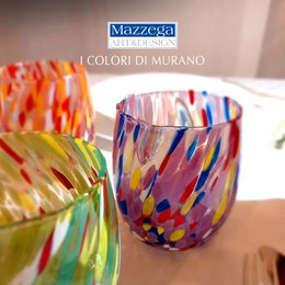 6 Big Colombina vand Big Colombine Bold og håndhåndet med Murrine di Murano, "I Colori di Murano" 435 Ml Line. Lavet i Italien
