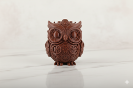  Intricate hand-painted steampunk owl figurine, crafted with attention to detail and featuring a unique, vintage-inspired design.