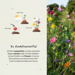 5er Blumenmurmeln im Pergaminbeutel - "Endlich Schulkind" -Einschulung
