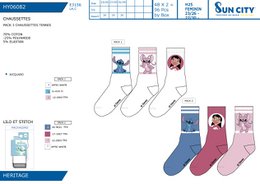 Lot von 96 Einheiten | 3er-Pack Lilo und Stich Kinder-Tennissocken | Offiziell lizenzierte Produkte | SUN CITY-Gruppe