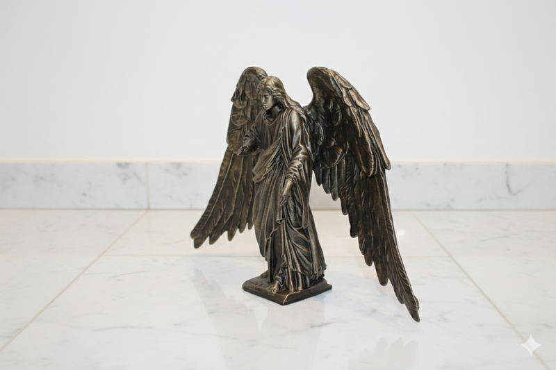 Handgeschilderd engelbeeldje – antieke bronzen afwerking
