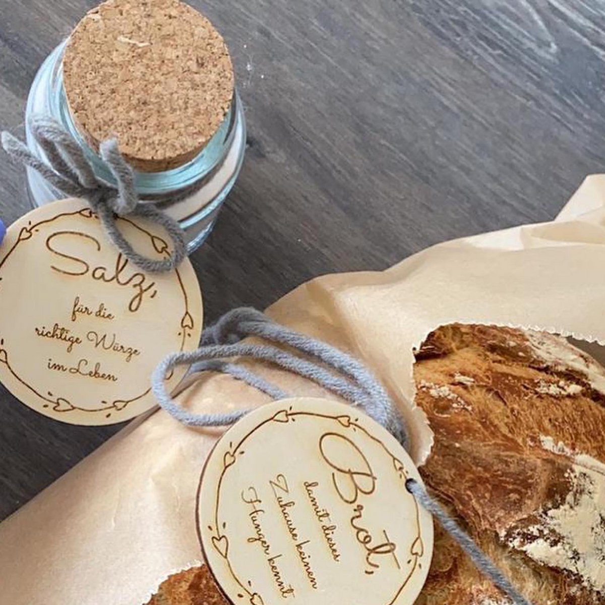 Bread & Salt - wooden pendant