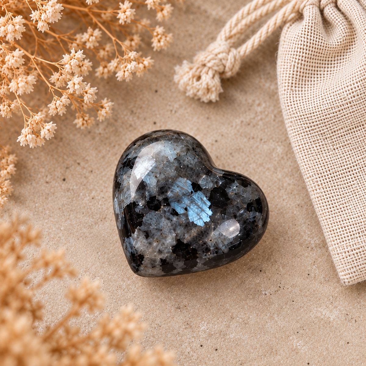Coeur en Pierre Naturelle – Larvikite
