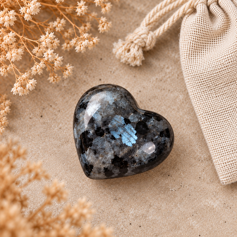Coeur en Pierre Naturelle – Larvikite