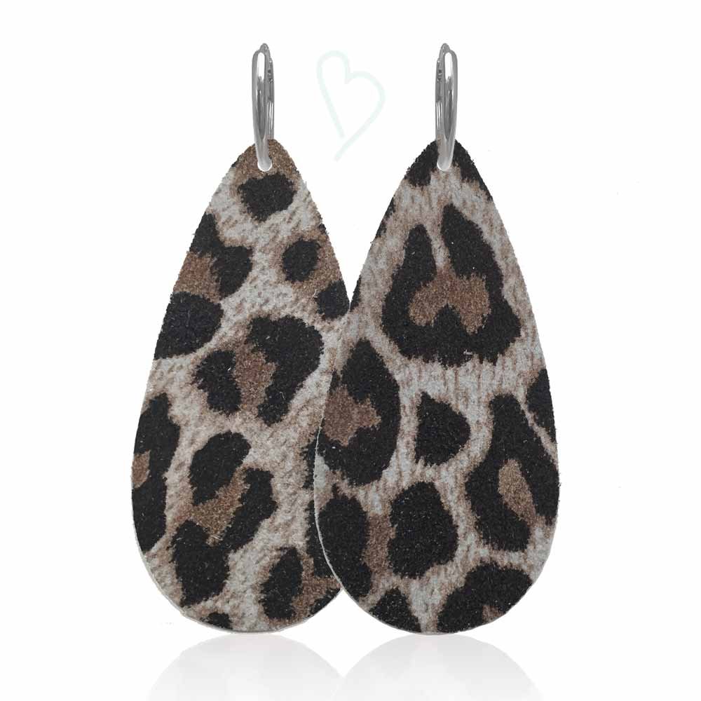 Leren oorbellen 'Drops of Joy', Lucky Leopard