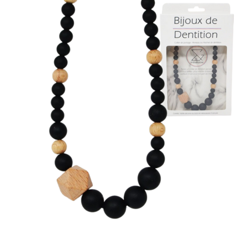 Stillen & Tragen Halskette Silikon & Holz klassisch schwarz