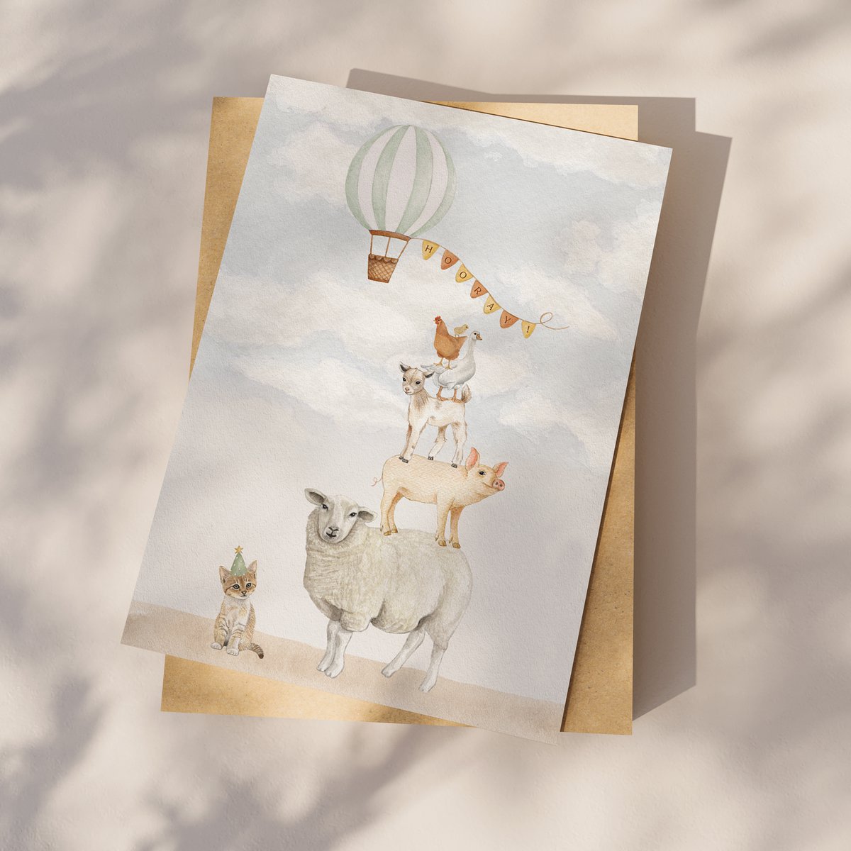 Postkarte Bauernhoftiere Hurra