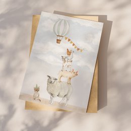 Postkarte Bauernhoftiere Hurra
