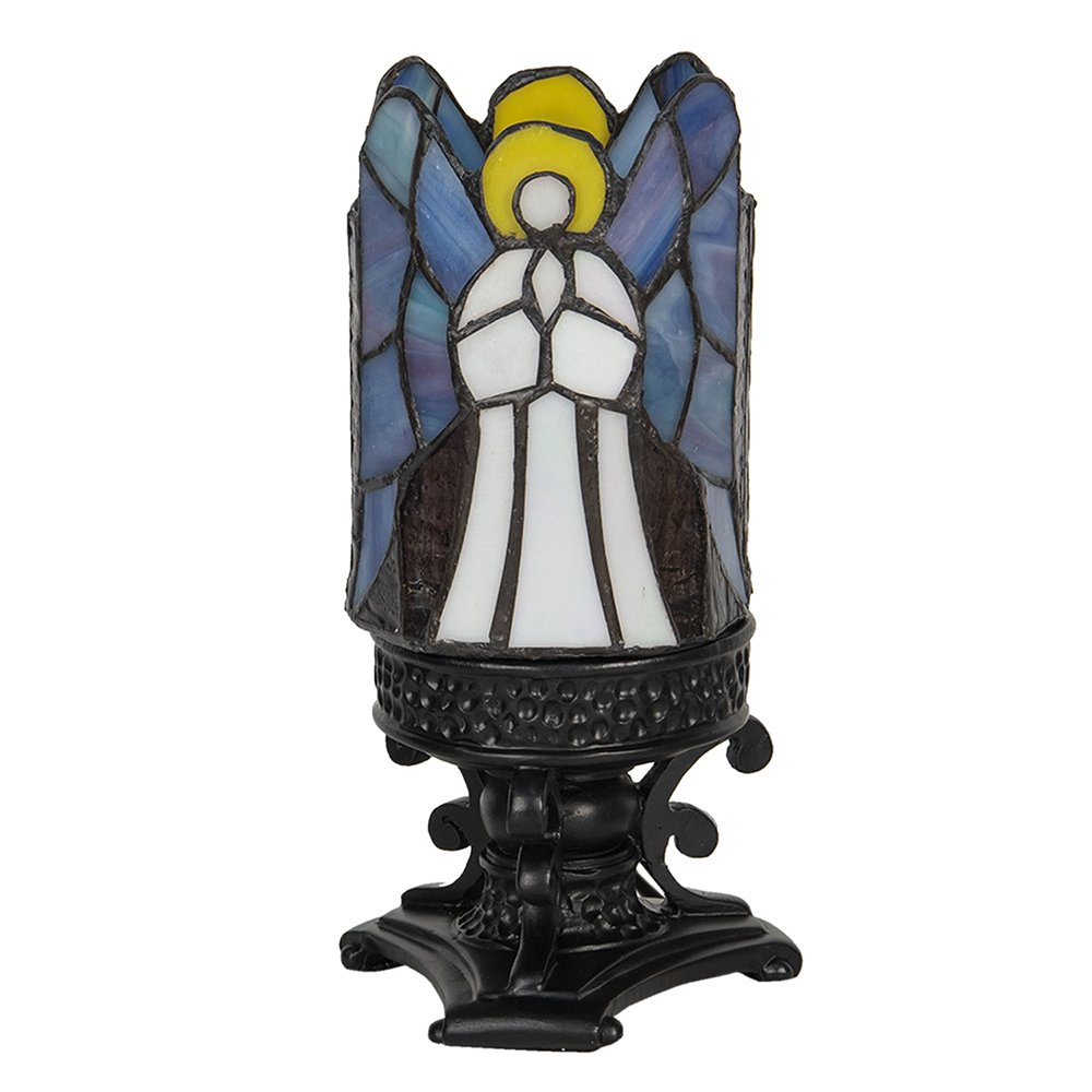 Tiffany Tafellamp Engel Ø 13x25 cm Grijs Glas Tiffany Bureaulamp