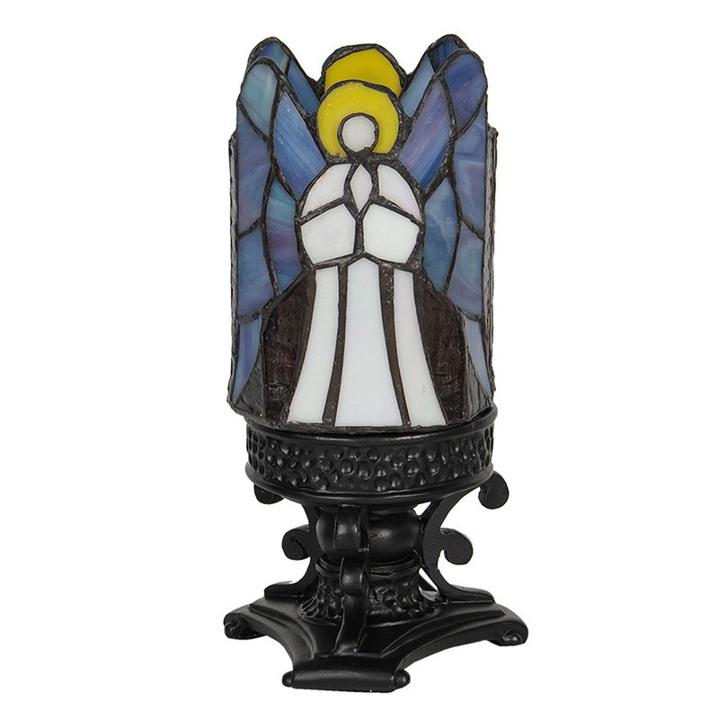 Tiffany Tafellamp Engel Ø 13x25 cm Grijs Glas Tiffany Bureaulamp