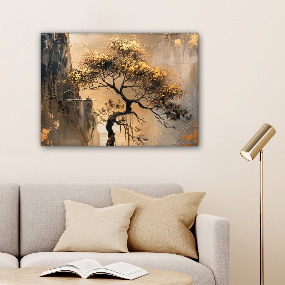 Peinture sur toile - décoration murale - or - paysage - peinture - décoration murale salon - décoration de chambre moderne - peintures abstraites