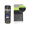 TOWEL TO GO NEON Recycled Cotton Beach Towel 180x100 cm | Quick Dry Pool Towel | Grey / Black | with Gift Box