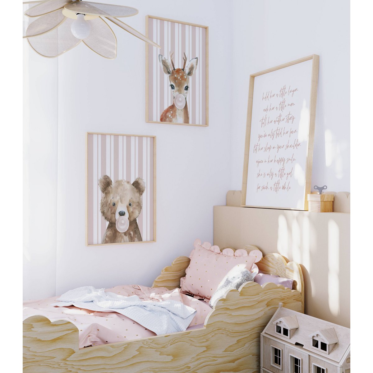 Bear bubble gum poster, woodland animals poster, bear print, cute bear poster, girls room poster, girls nursery art print, girls room