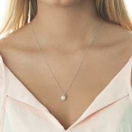 Halsketting Two Drop, 925 sterling zilver, parel/bergkristal