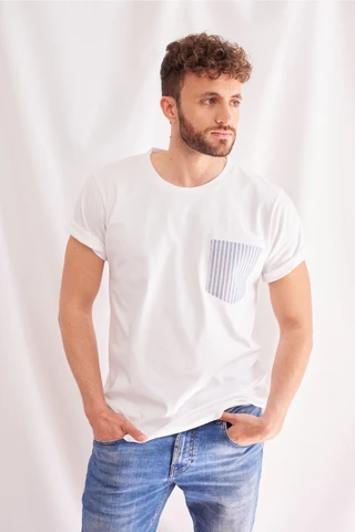 Streifen Taschen-T-Shirt