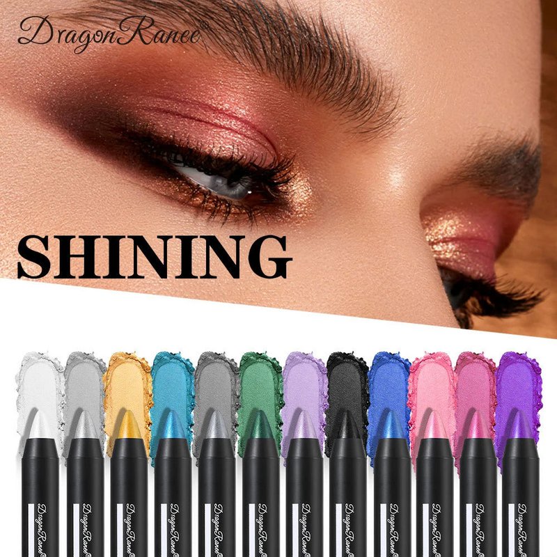 Rokerige Donkergroene Oogschaduw Potloodstift Waterdicht Parelmoer 12 Kleuren Metallic Glitter Oogschaduw Markeerstift Make-up Tool