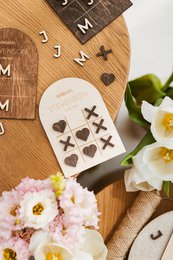 Natural Personalized Wooden Wedding Favor - Custom Tic Tac Toe Game - Rustic Wedding Keepsake Gift| Personalized Wooden Wedding Favor