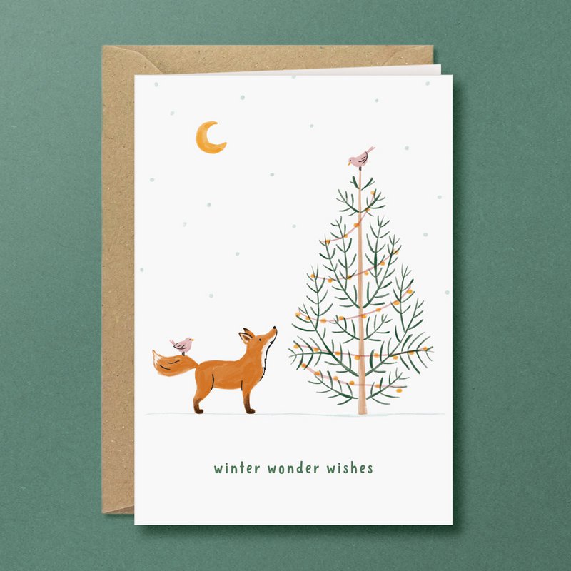 Tarjeta de Navidad | zorro | animales del bosque