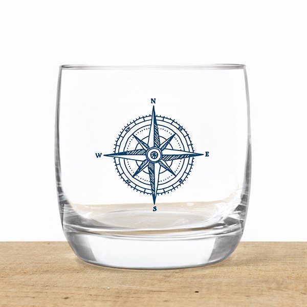 Whiskyglas fra Kristall "Kompass" - maritimt Design, Made in EU