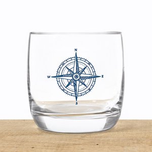 Whiskey glass aus Kristall "Kompass" - maritimes Design, Made in EU