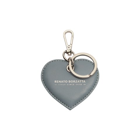 RB1082SP | Heart Charm Keyring Made in Italy in Genuine Smooth Matte Leather. Aviation color