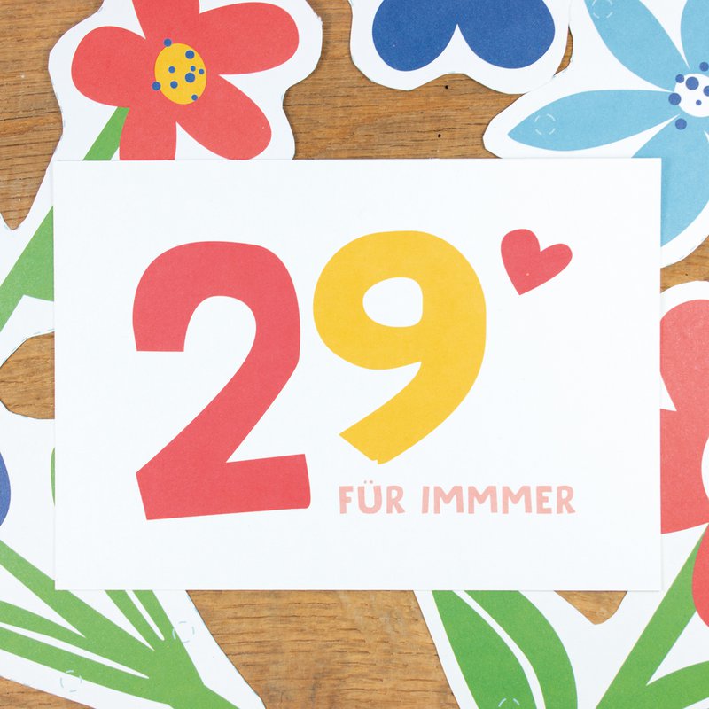 Ansichtkaart "29❤️ Forever" gemaakt van gerecycled papier