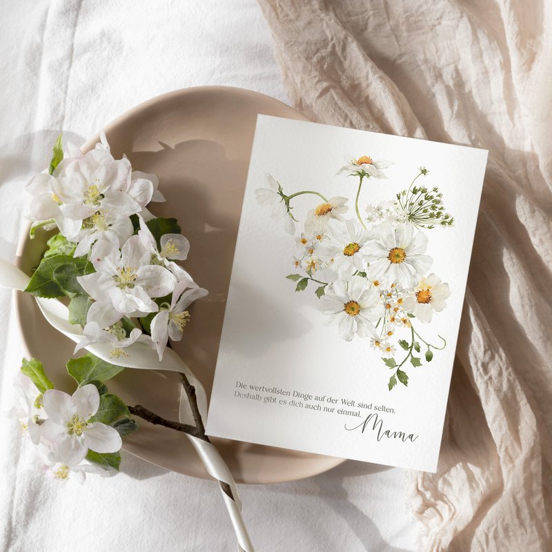 Mors dag kort A6 lykønskningskort blomster