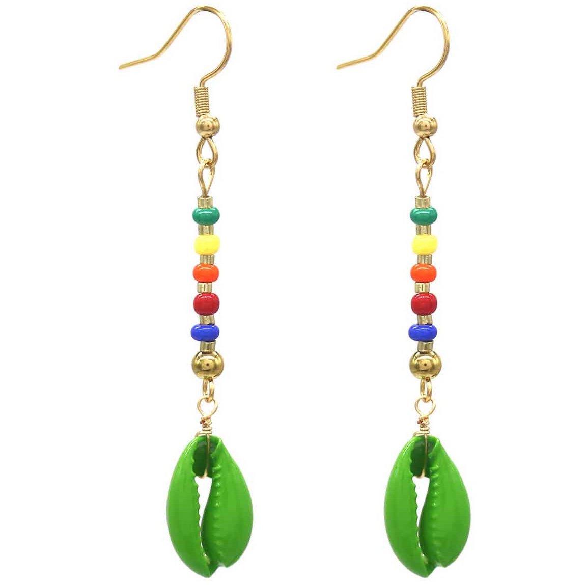 A-F4.5 E221-585-7 Pendientes Acero S Concha Verde