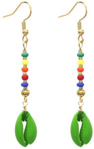 A-F4.5 E221-585-7 S. Steel Earrings Shell Green