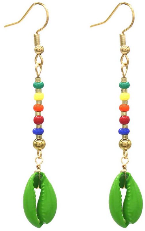 A-F4.5 E221-585-7 Pendientes Acero S Concha Verde