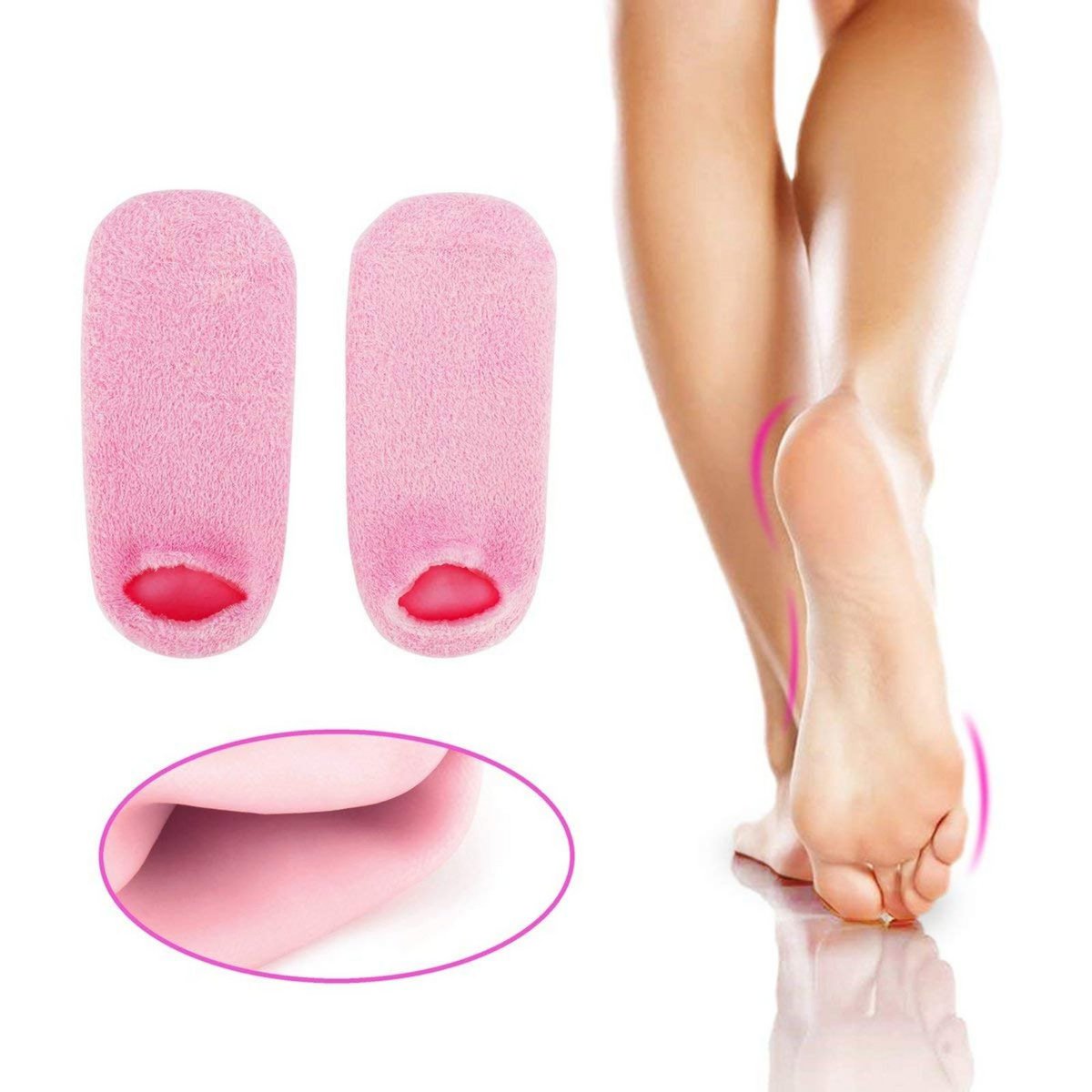Moisturizing Rose SPA Socks - Gel with Jojoba and Olive Oils, Vitamin E and Lavender - Against Dry and Cracked Feet, Restores Softness and Suppleness to Feet