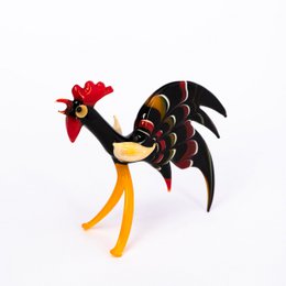 Crowing rooster glass animal