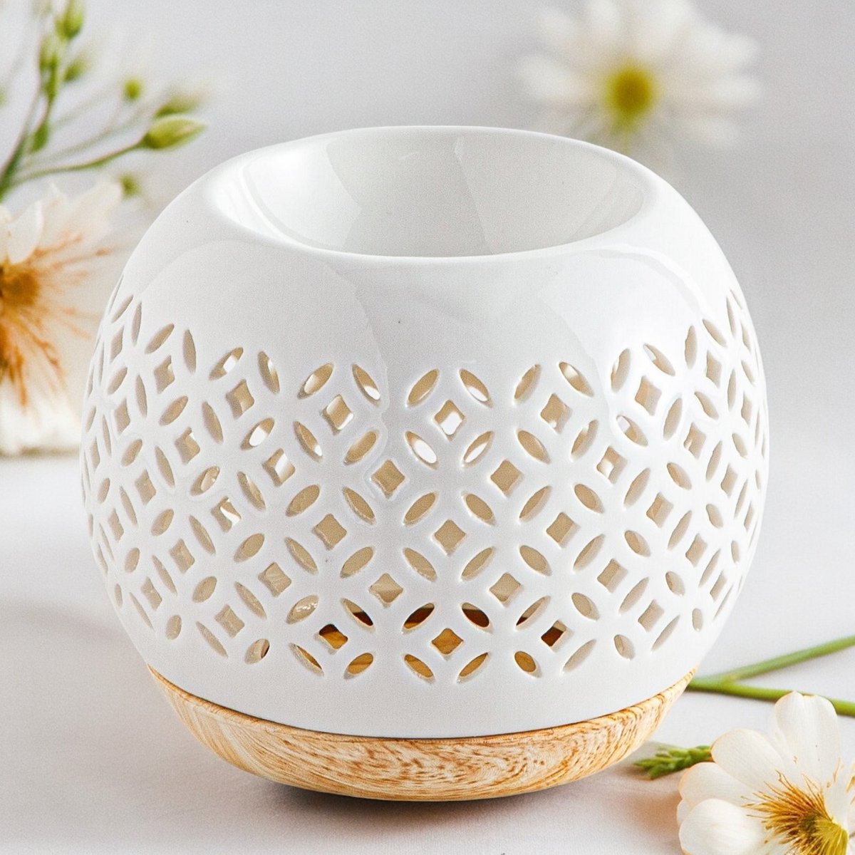 Brûle parfum Série Céramy – Qianbi – Bougeoir en Céramique Laquée – Diffusion Cires Parfumées, Huiles Essentielles – Idée Cadeau Déco