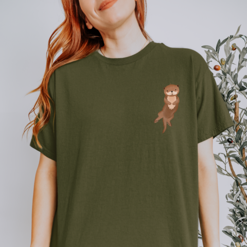T-Shirt Otter BIOBAUMWOLLE Waldtier süßes Tier Shirt - Geschenk für Otterfans - Shirt Wald Otter klein
