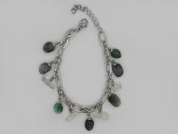 %2389 Emerald rock crystal charm bracelet