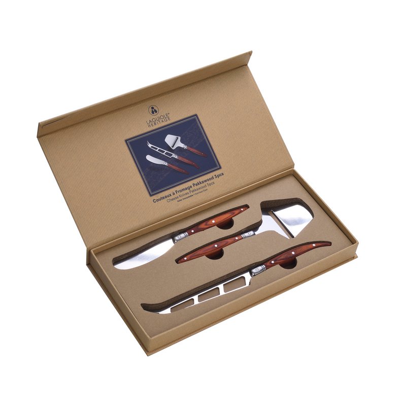 LAGUIOLE HERITAGE Set of 3 knives: for butter and cheese - Wooden box