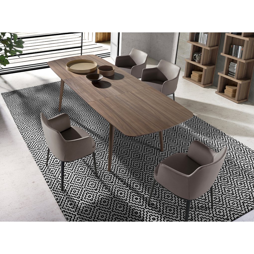 Fabric dining chair and black steel legs 4112