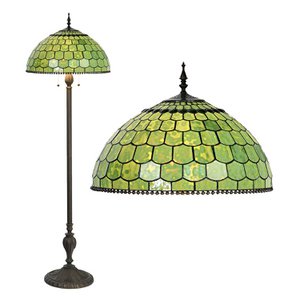 Tiffany -Stehlampe Ø 51 x 165 cm grüner Glasstämmelampe