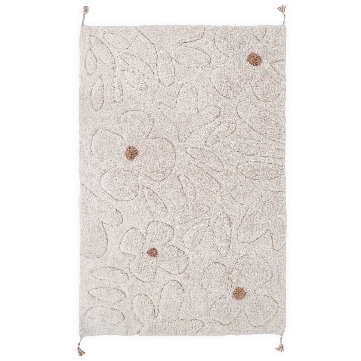 Waschbarer Kinderzimmerteppich aus Baumwolle mit Blumenmuster GENTLE FLORA
