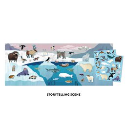 Reusable pool animal stickers featuring whale, penguin, bear, seal, arctic creatures blue white design educational matching activity