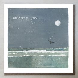 Tarjeta de condolencias 'Pensando en ti' (mar iluminado por la luna)