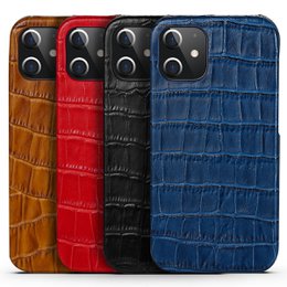 Beskyttelsesetui iPhone 12 Mini Mørkeblåt Læder Med Krokodilleprint - Apple iPhone 12 Mini Etui Blåt Læder Med Krokodilletryk