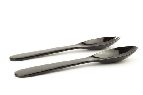 Flat cutlery in plain black horn