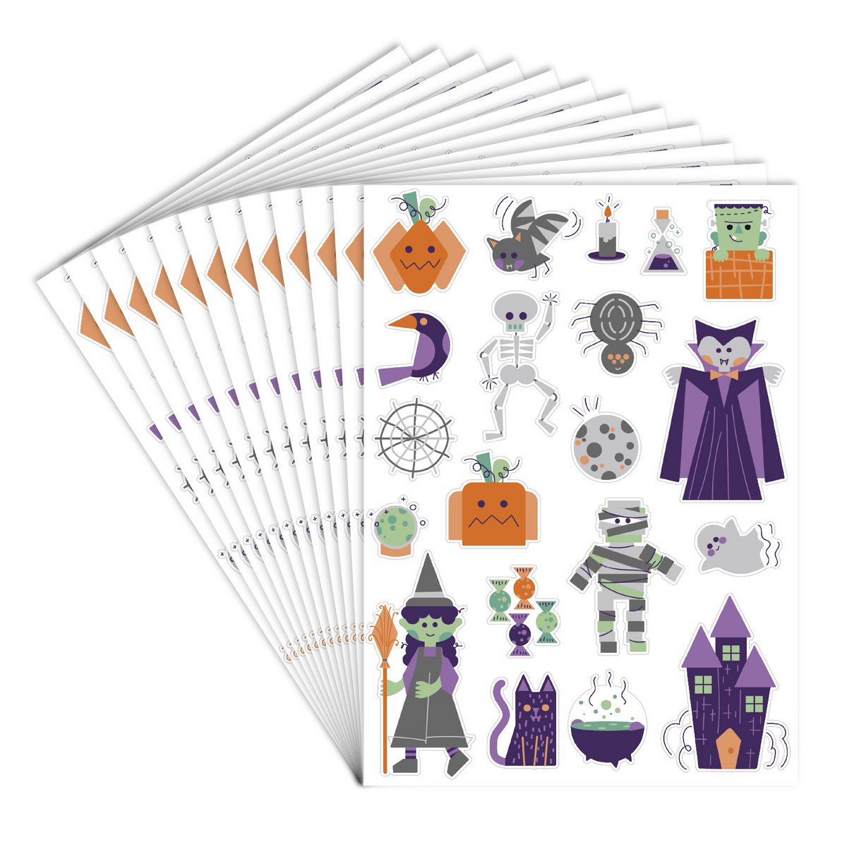 PEGATINAS DE PAPEL REPOSICIONABLES - HALLOWEEN - 2 - 8 cm - 240 uds - Colores surtidos