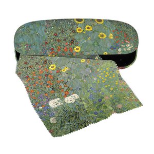 7101 Fridolin hardcase brillenkoker met doekje Klimt Farm Garden with Sunflowers