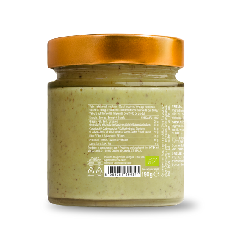 Sweet pistachio cream 45% organic 190g