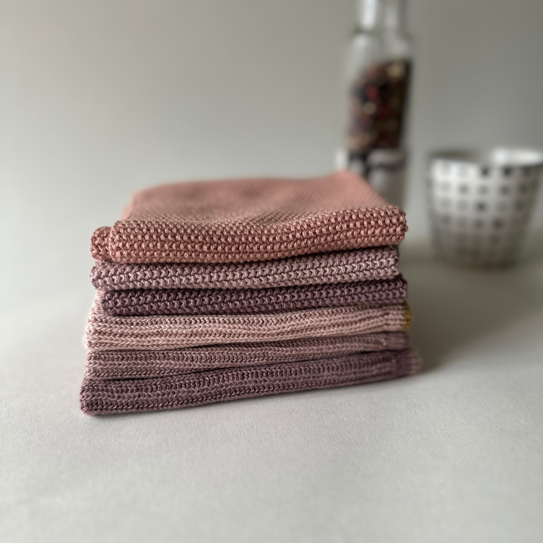 Torchons tricotés – Uni – Mauve (Chacun avec 2)